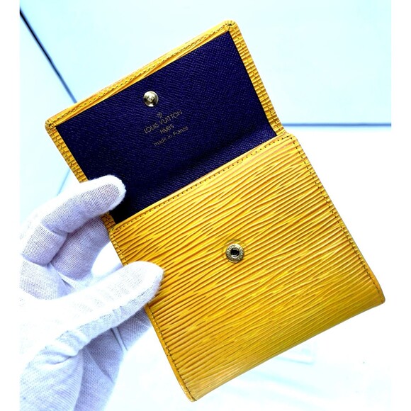 LOUIS VUITTON Portefeiulle Elise Yellow Epi Leather Credit Trifold Wallet France - Picture 11 of 13